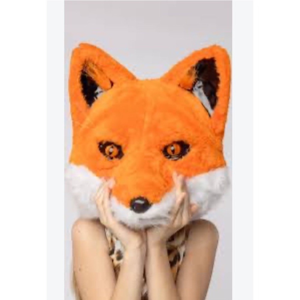Fox Full Head Mask Faux Fur Plastic Adjustable Fit Adult Unisex Cosplay Costume - Picture 8 of 8